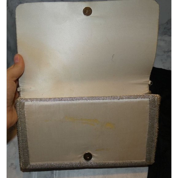 Vintage Beaded Clutch with Metal strap, Donald J Pliner - Picture 4 of 6